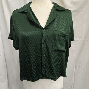 Onia - Dark Green Textured Button Up Blouse - (M)